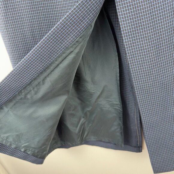 VTG Upcycled Academia Navy Blue Checked Button-Down Preppy Midi Skirt sz 13‎ / L - Picture 9 of 9